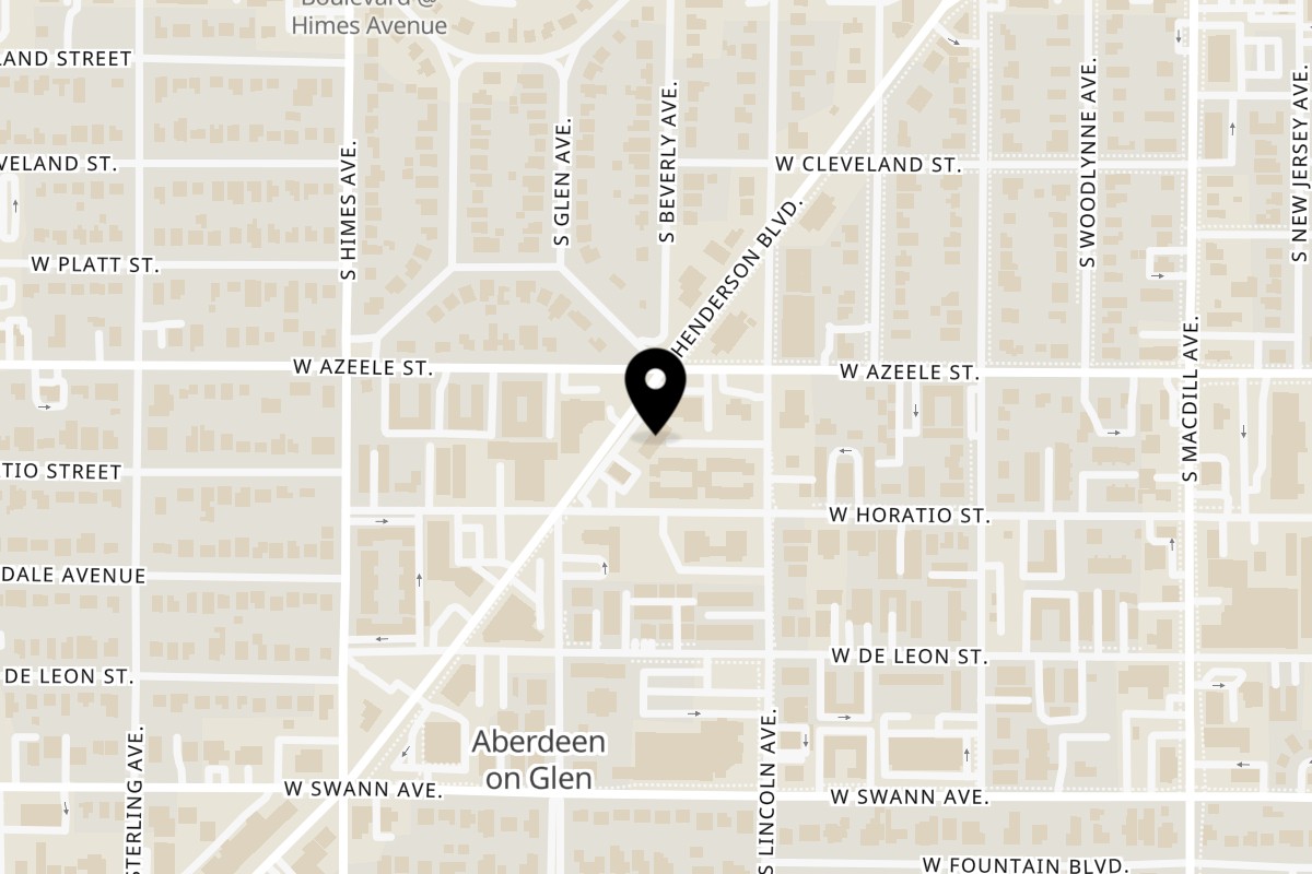 Map showing the location of Tacos El Primo - Authentic Mexican Grill Tacos El Primo- Authentic Mexican Grill Henderson on 3318 Henderson Blvd in Tampa